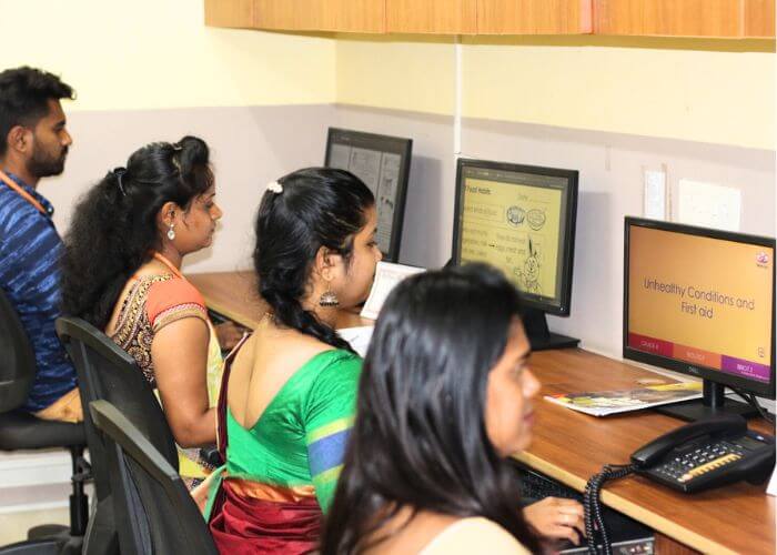 Teachers creating a custom curriculum using innovative learning modules at Galaxy Public School.